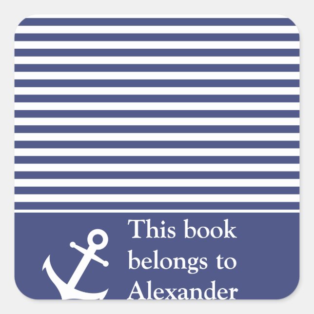 Custom Name Nautical This Book Belongs to Sticker (Front)