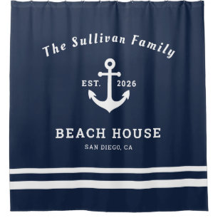 Custom Name Navy Nautical Anchor Beach House