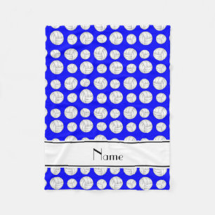 Custom name neon blue volleyballs fleece blanket