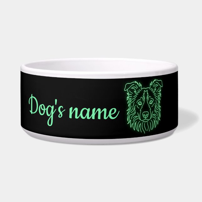Custom Name Neon Border Collie Glow (Front)