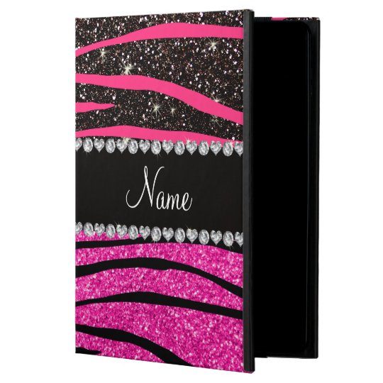 Custom name neon hot pink and black zebra stripes powis iPad air 2 case