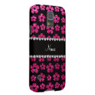 Custom name neon hot pink glitter flowers