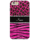 Custom name neon hot pink zebra stripes leopard