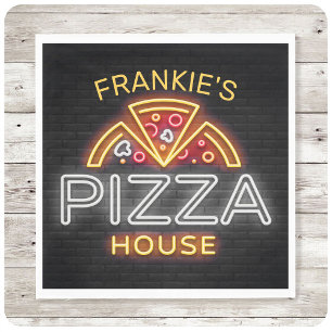 Custom NAME Neon Italian Pizzeria Pizza House Napkin