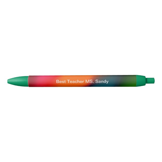 Custom Name Neon of Red, Pink, Orange & Green Black Ink Pen (Front)