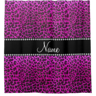 Custom name neon pink glitter leopard print