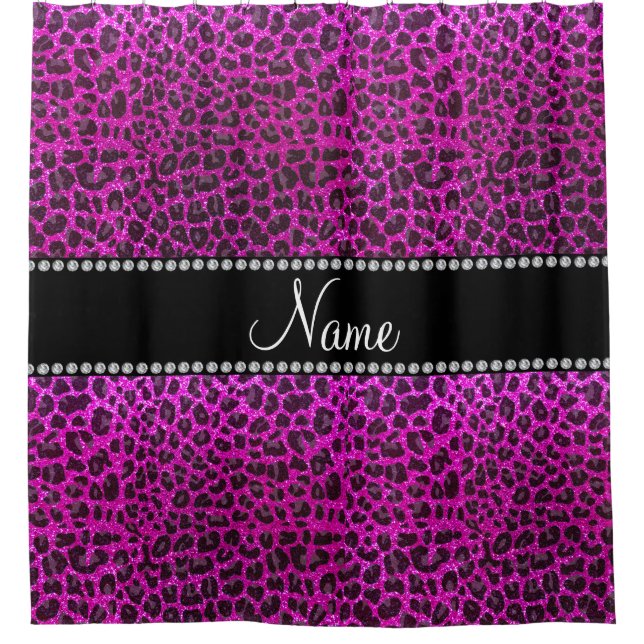 Custom name neon pink glitter leopard print (Front)