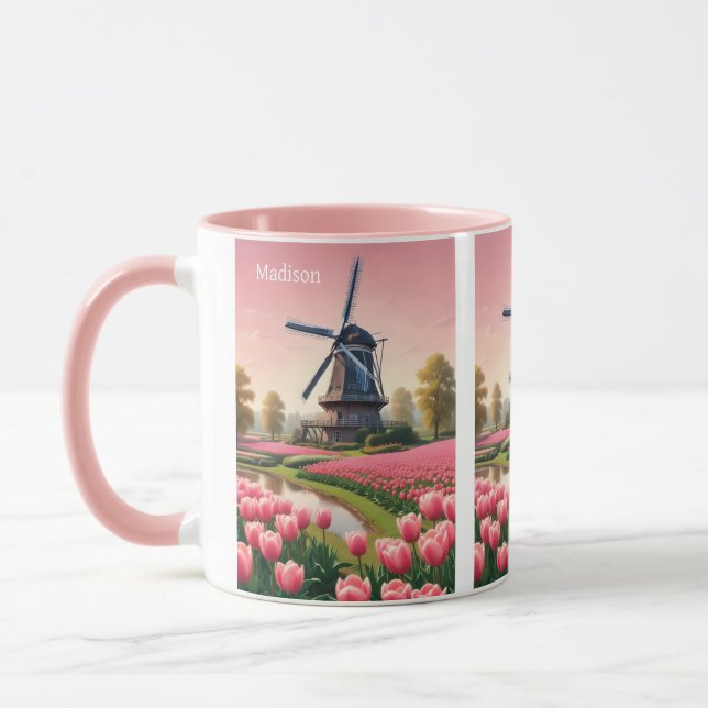 Custom Name Netherlands Windmills Mug (Left)