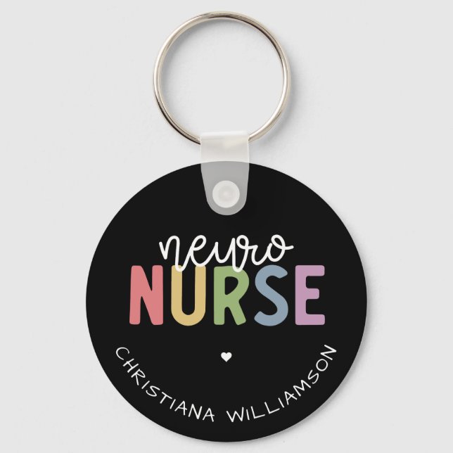 Custom Name Neuro Nurse Neuroscience Nurse Gifts Keychain (Front)