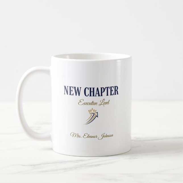 Custom Name New Chapter Executive Level Retirement Coffee Mug (Left)