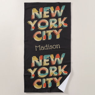 Custom name New York City Typography beach towel
