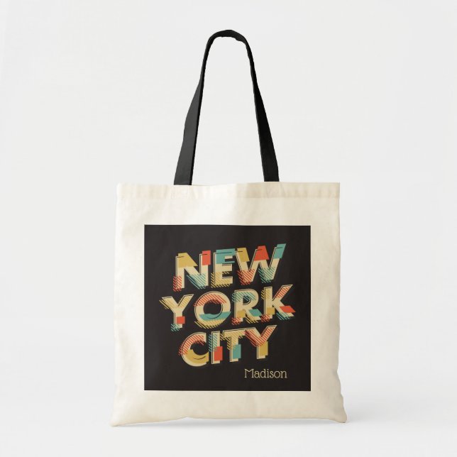 Custom name New York City Typography tote bags (Front)