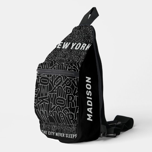 Custom Name New York Typography Sling Bag (Right Corner)