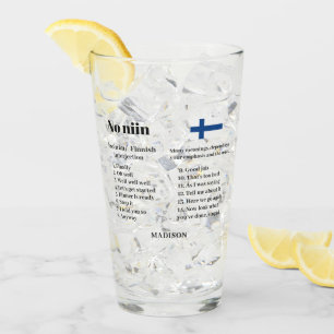 Custom Name "No niin" Finnish saying definitions Glass