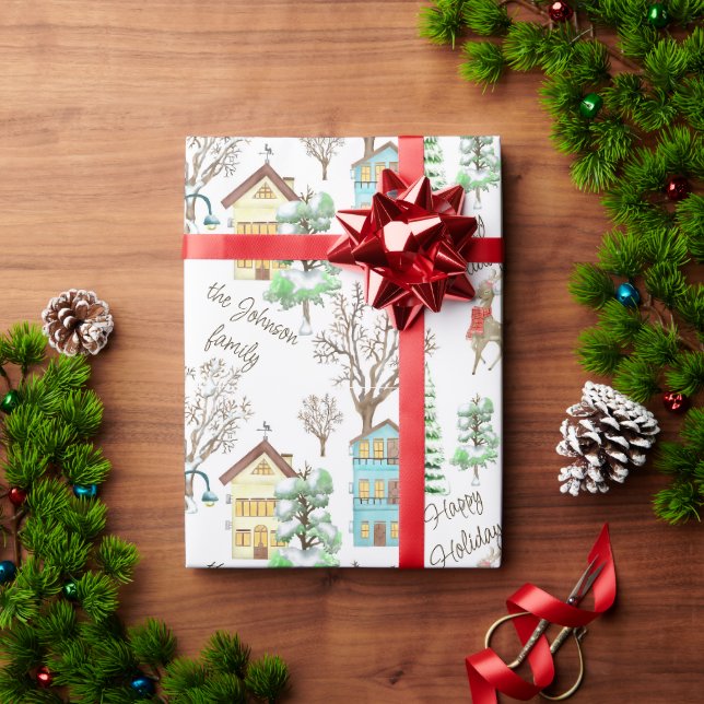 Custom Name Nordic Winter Hygge Rustic Wrapping Paper (Holiday Gift)