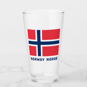 Custom Name Norwegian Flag Glass