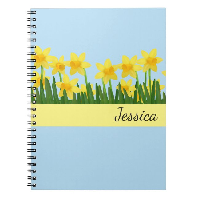 Custom Name Notebook-Daffodils Notebook (Front)