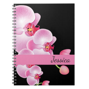Custom Name Notebook-Pink Orchids Notebook