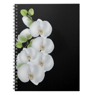 Custom Name Notebook-White Orchids Notebook