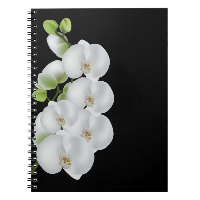 Custom Name Notebook-White Orchids Notebook (Front)