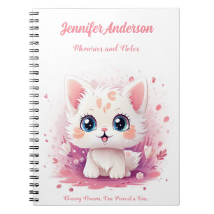 Custom Name Notebook With Cute Kawaii Cat 