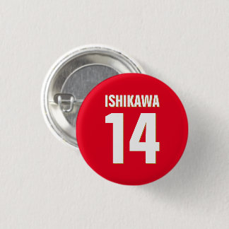 Custom Name, Number, Colors. Sports Fans Red 1 Inch Round Button