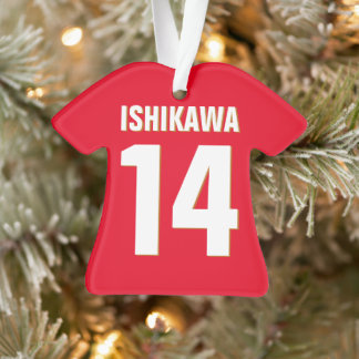 Custom Name, Number, Colours. Sports Fans Red Shir Ornament