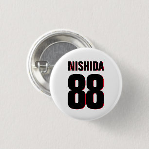 Custom Name, Number, Colours. Sports Fans White 1 Inch Round Button