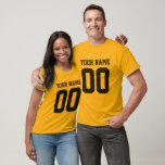 Custom Name Number Men's Football T-Shirt<br><div class="desc">Create your own personalized football jersey men's T-shirt with custom name and number. A cool customizable sports shirt, that is a great gift idea for men. This trendy men's sportswear is suitable for all sports, including football, soccer, volleyball, baseball, softball, basketball and hockey. Click 'Customize It' button to add text,...</div>