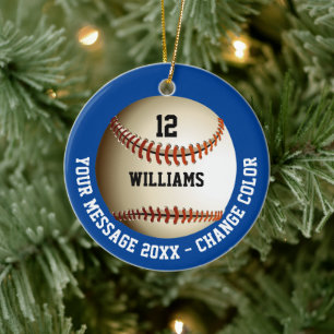 Custom Name Number Message Baseball Ceramic Ornament