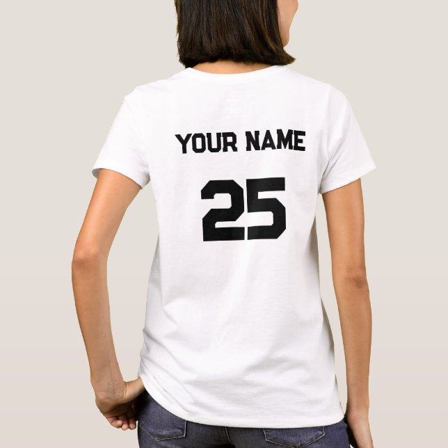 Custom Name Number on back side Black Font T-Shirt (Back)