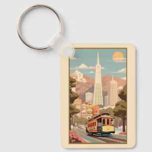 Custom Name & Number Retro San Francisco Keychain