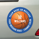 Custom Name Number Team Name Basketball Car Magnet<br><div class="desc">Personalized name,  number,  team name and message basketball gift. You can customize the background colour to match your favourite team. Designed by Thisisnotme©</div>