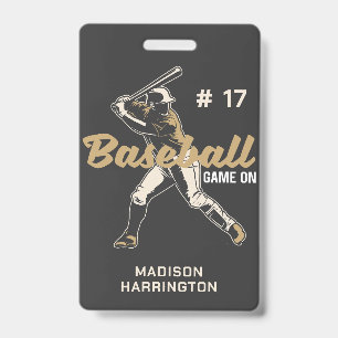 Custom Name, Number, Text & Color Baseball Player Badge