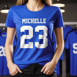 Custom Name Number Womens Sport Jersey T-Shirt<br><div class="desc">Create your own personalized football jersey women's T-shirt with custom name and number. A cool customizable sports shirt,  that is a great gift idea for women. This trendy womens sportswear is suitable for all sports,  including football,  soccer,  volleyball,  baseball,  softball,  basketball and hockey.</div>