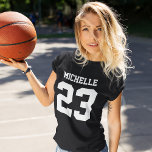 Custom Name Number Womens Sport Jersey T-Shirt<br><div class="desc">Create your own personalized football jersey women's T-shirt with custom name and number. A cool customizable sports shirt,  that is a great gift idea for women. This trendy womens sportswear is suitable for all sports,  including football,  soccer,  volleyball,  baseball,  softball,  basketball and hockey.</div>