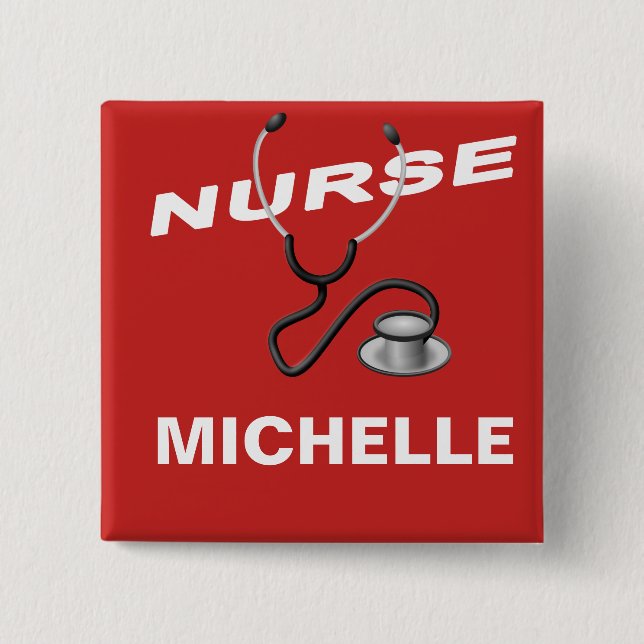 Custom Name Nurse 2 Inch Square Button (Front)