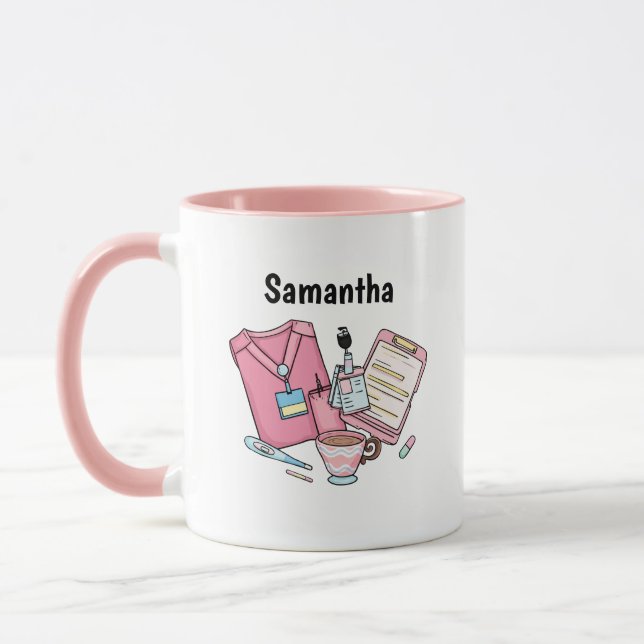 Custom Name Nurse Coffee Mug Gift (Gauche)