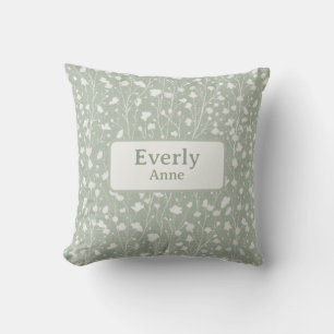 Custom Name Nursery Decor Farmhouse Floral Throw Pillow