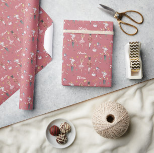 Custom name Nutcracker Ballet Ballerina Christmas Wrapping Paper