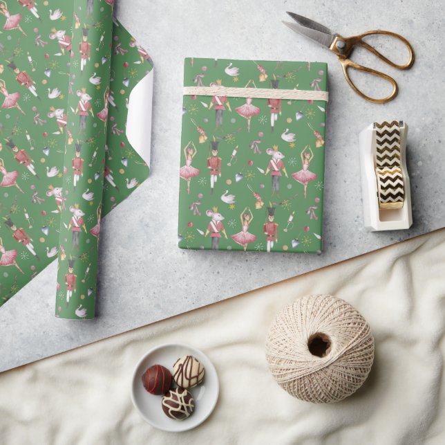 Custom name Nutcracker Ballet Ballerina Christmas Wrapping Paper (Crafts)