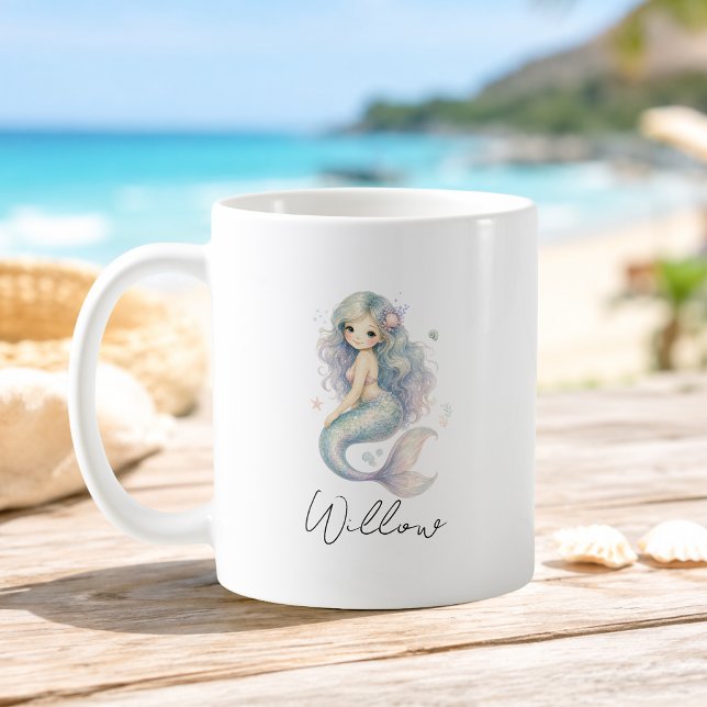 Custom Name Ocean Mermaid Mug (Custom Name Ocean Mermaid Kids Mug)