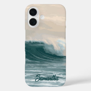 Custom Name Ocean Wave iPhone 16 Case