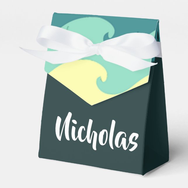 Custom name ocean waves favor box (Front Side)