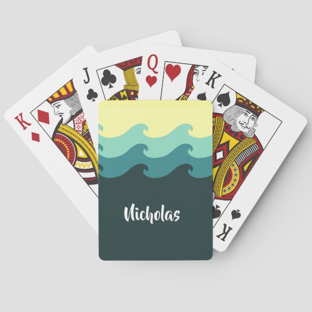 Custom name ocean waves playing cards (Back)