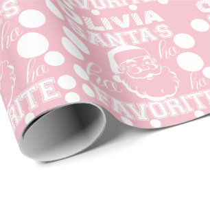 Custom Name Olivia Cute Funny Santa Claus Pink Wrapping Paper