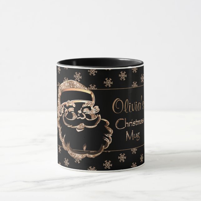 Custom Name Olivia's Christmas Mug Cute Santa (Center)