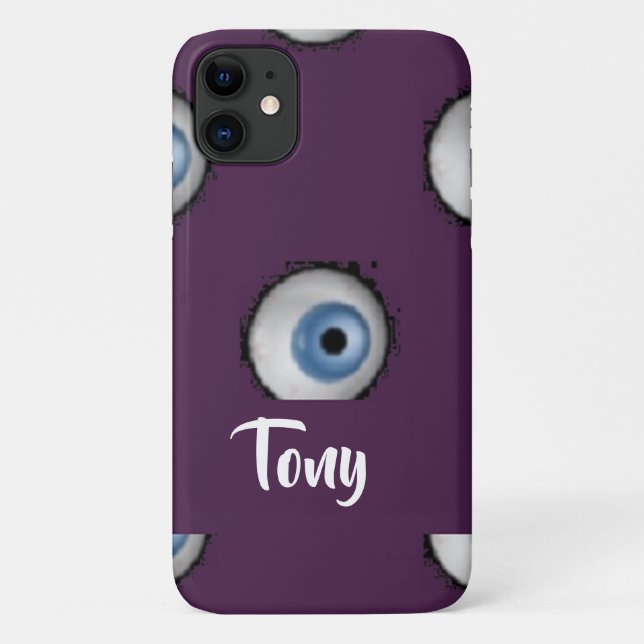 Custom name on big eyes on purple Case-Mate iPhone case (Back)