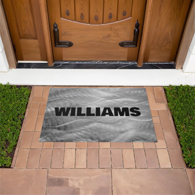 Custom Name On Brushed Metal Abstract Doormat (Outdoor)