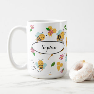 Custom Name on cute Bumblebee pattern Coffee Mug